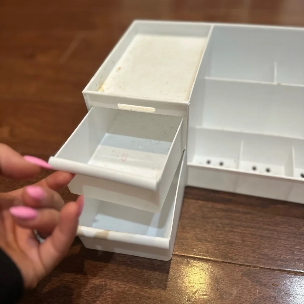 Cosmetic Display Case Makeup Toiletry Countertop Organizer W/ 2 Drawers